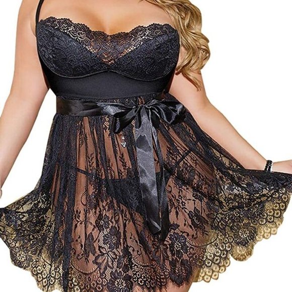 Sexy Lingerie Dress Robe Nightgown Babydoll Sleepwear Bodysuit - Picture 2 of 10